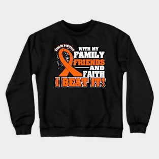 Family Faith I Beat It Leukemia Cancer Awareness Ribbon Crewneck Sweatshirt